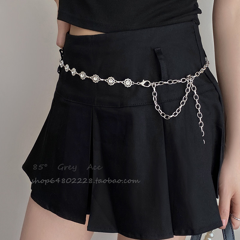 小众设计金属花朵腰链女时尚高级感连衣裙裤链装饰ins风链条腰带