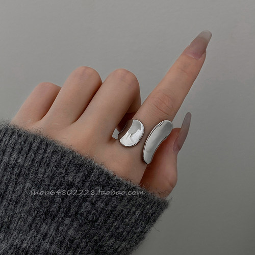 小众设计感不规则宽面戒指女简约百搭重工开口指环时尚气质食指戒 - 图1
