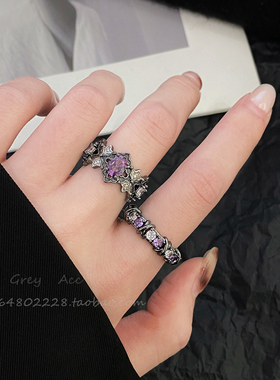 暗黑风小众镶钻戒指女独特