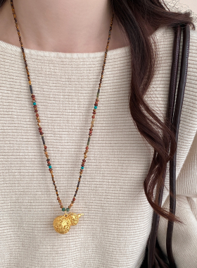 新中式天然石串珠项链女中国风