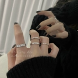 Tide, модный безразмерный комплект, небольшое дизайнерское кольцо, 4 предмета, на указательный палец, тренд сезона