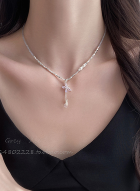 蝴蝶碎银流苏项链女2025新款