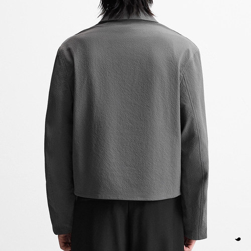 春季新品ZA男装泡泡纱夹克男士简约薄款短外套 7380556 801 - 图1