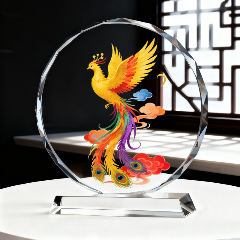 七彩凤凰图摆件火凤凰好寓意客厅玄关办公室电视柜书房桌面摆台,淘宝优惠券,粉丝福利购,淘宝优惠卷