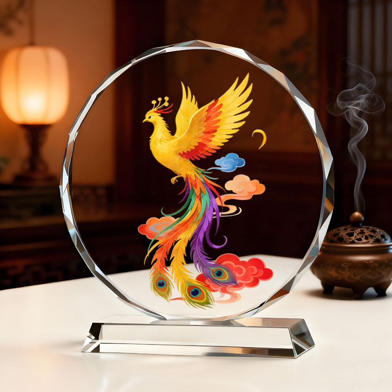 七彩凤凰图摆件火凤凰好寓意客厅玄关办公室电视柜书房桌面摆台,淘宝优惠券,粉丝福利购,淘宝优惠卷