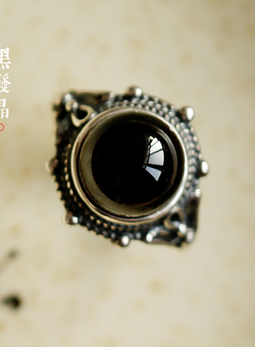 天然黑发晶招财防小人银戒指魔法