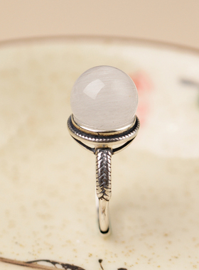 招财消负能量白兔毛发晶戒指