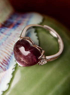 天然紫云母恶魔之眼戒指静心解压