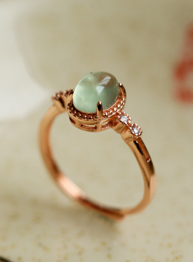 天然葡萄石戒指富贵绿色好幸运