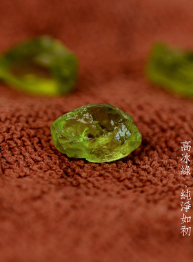 天然橄榄石原石戒指糖果绿水晶