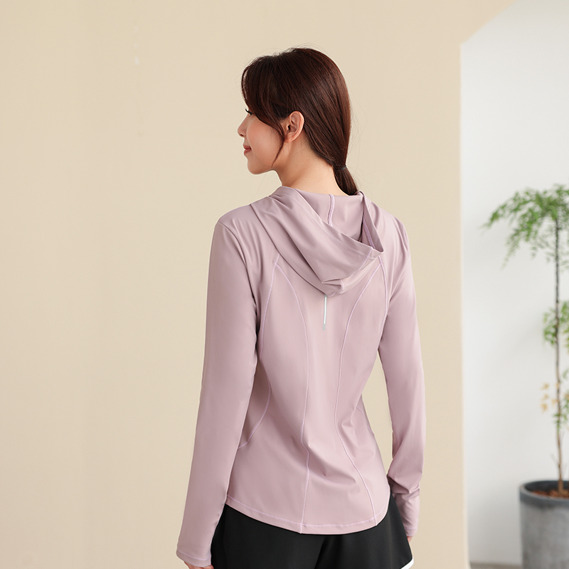 瑜伽服外套女宽松大码显瘦春春夏季速干连帽套头跑步健身运动上衣