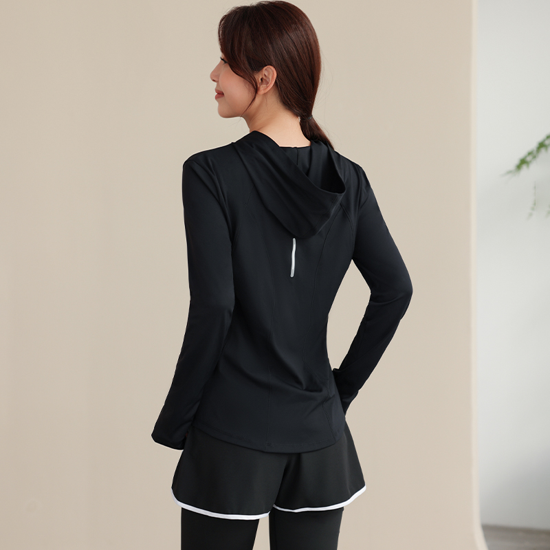 瑜伽服外套女宽松大码显瘦春春夏季速干连帽套头跑步健身运动上衣