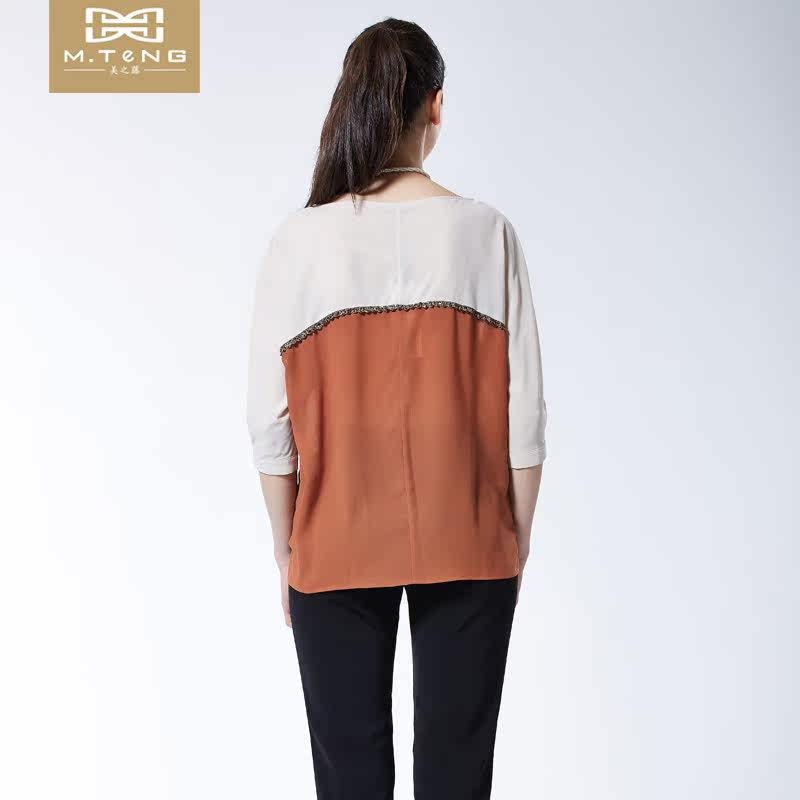 美之藤春季新款七分袖百搭雪纺衬衫 美之藤蕾丝衫/雪纺衫