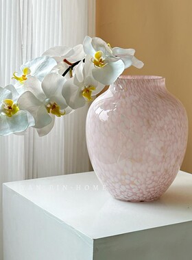 蓝色云雾玻璃花瓶轻奢客厅摆件