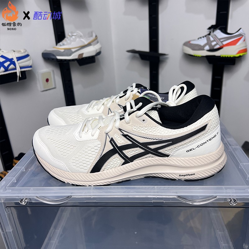 Asics Gel-Contend 7白黑男子透气轻便低帮跑步鞋1011B730-100-图0