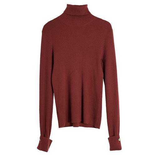 24QDM-040【晴暖】前世今生复古文艺简约高领纯色长袖针织打底衫 - 图3