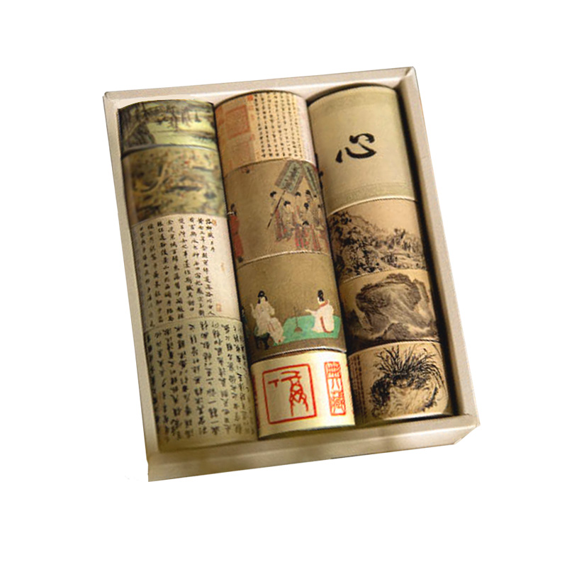 中国古风名画纸胶带套装  经典山水花鸟书法手账装饰贴画清明上河