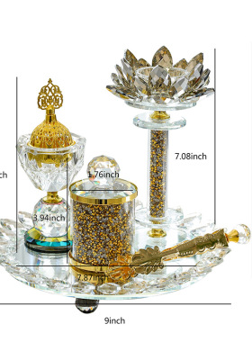 阿拉伯莲花香薰炉套装水晶香炉四件套 Crystal Incense Burner