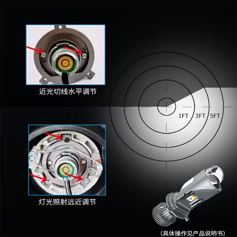 改装三光透镜H4远近一体led超亮聚光12V汽车双光自带切线24V激光