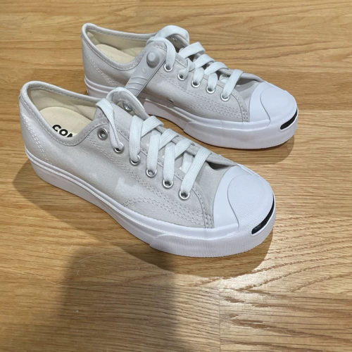CONVERSE JACK PURCELL 匡威浅灰色开口笑 低帮休闲帆布鞋A11965C - 图0