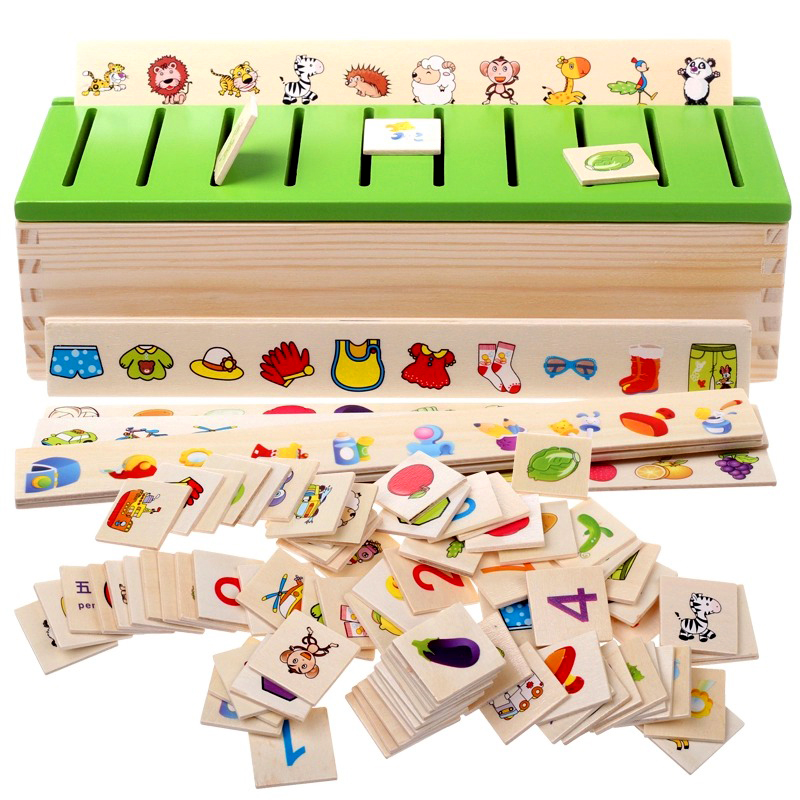 儿童蒙氏教具早教知识分类盒蒙台蒙特梭利幼儿园认知益智学习玩具 - 图0