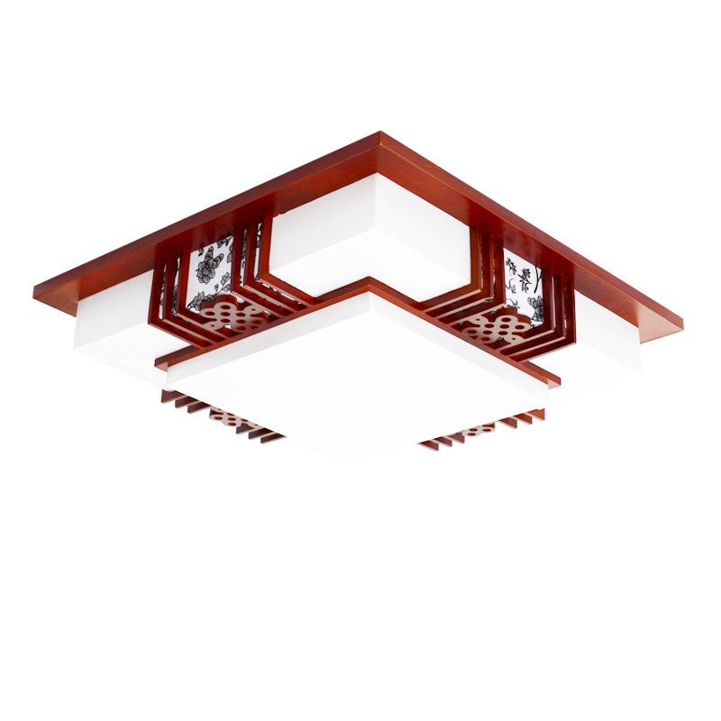 LED吸顶灯现代中式方形客厅灯木艺实木仿古羊皮房间灯卧室书房灯,淘宝优惠券,粉丝福利购,淘宝优惠卷