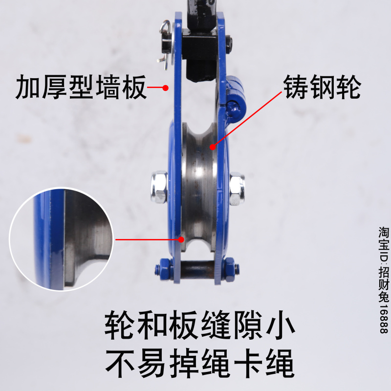 起重吊滑车动滑轮单轮轮开口防脱防卡绳滑车加重钢轮0.5吨1235T-图1