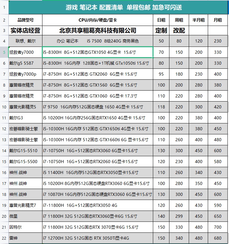 北京电脑租赁商用接受DIY订制笔记本台式机游戏直播PR渲染联想戴 - 图0