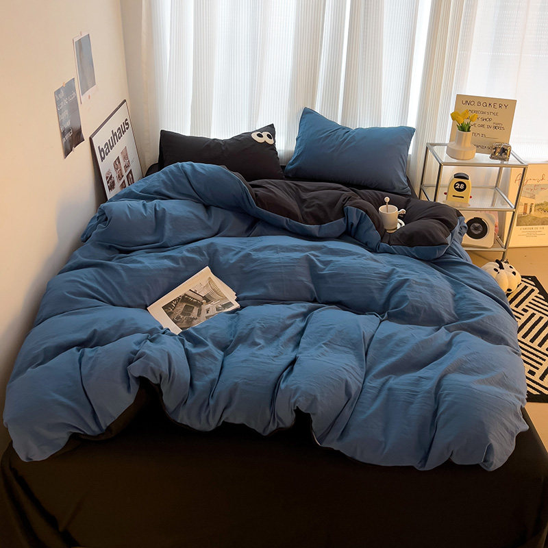 水洗棉ins混搭玫红色床上四件套简约毛巾绣1.5m1.8床单被套三件套,淘宝优惠券,粉丝福利购,淘宝优惠卷