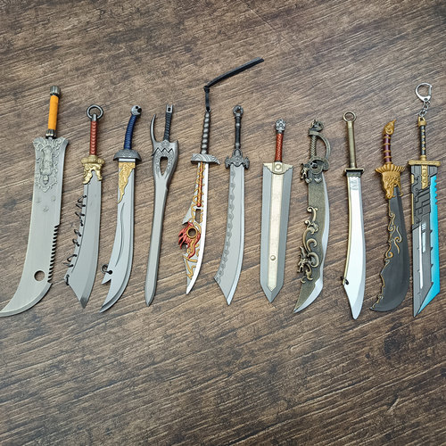 古代兵器模型九环大刀屠龙刀血饮刀无争刀金属武器刀剑玩具手办_虎窝淘