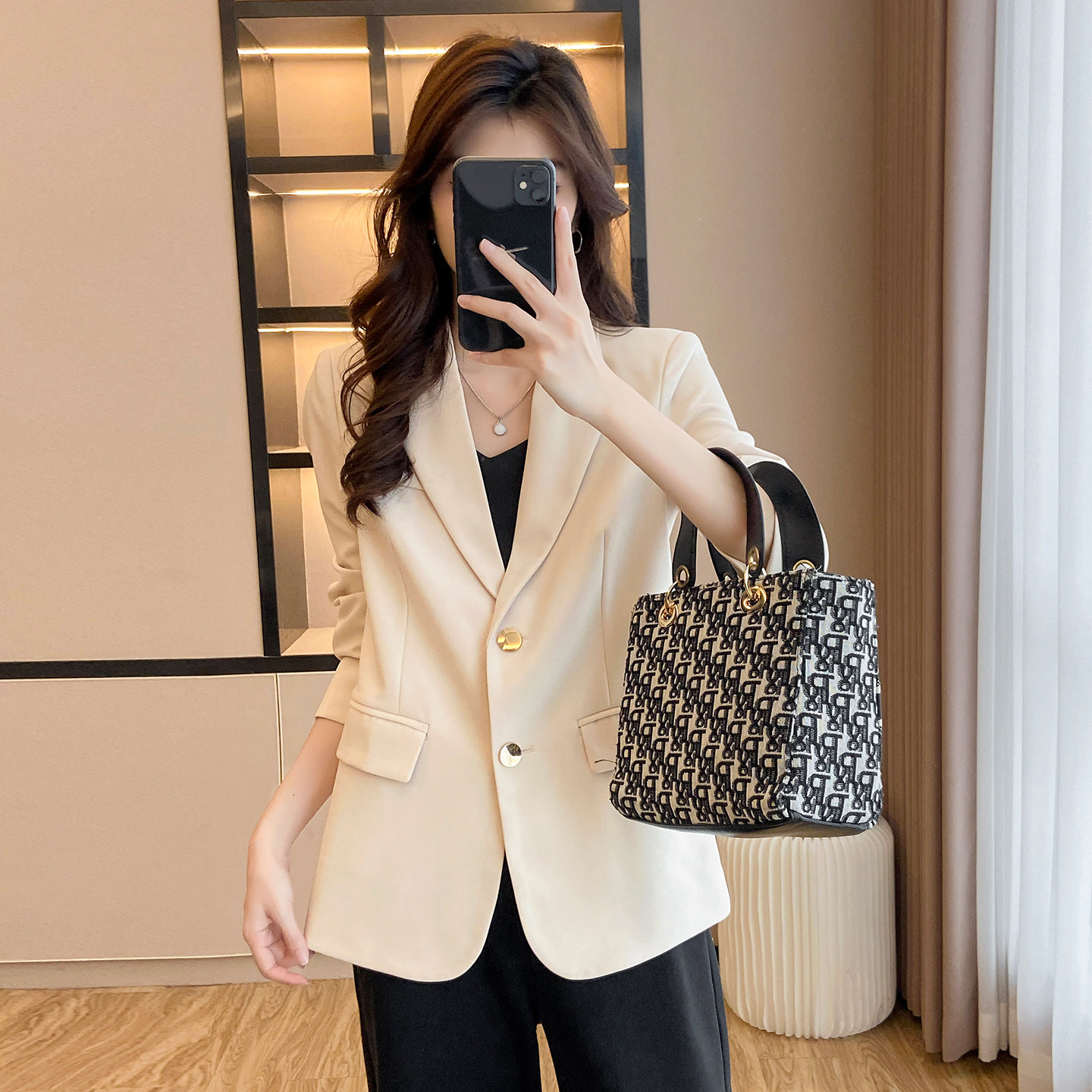 休闲小西装外套女2026春秋季新款高级感大码修身显瘦百搭长袖西服,淘宝优惠券,粉丝福利购,淘宝优惠卷