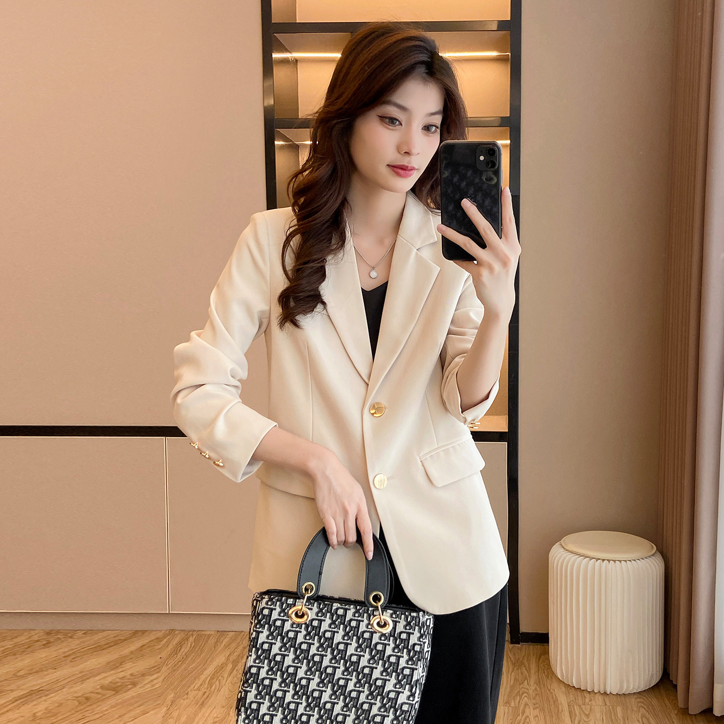 休闲小西装外套女2026春秋季新款高级感大码修身显瘦百搭长袖西服,淘宝优惠券,粉丝福利购,淘宝优惠卷