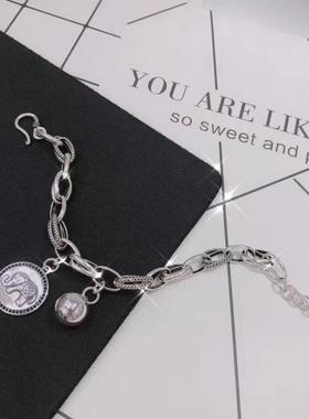 复古渐冻人圆牌泰银手链抖音同款