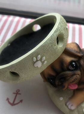 巴哥周边摆件pug哈巴狗香薰炉创意倒流香座家用净化香炉斗