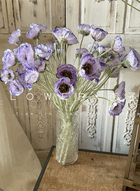 植绒罂粟仿真花高品质婚礼花材