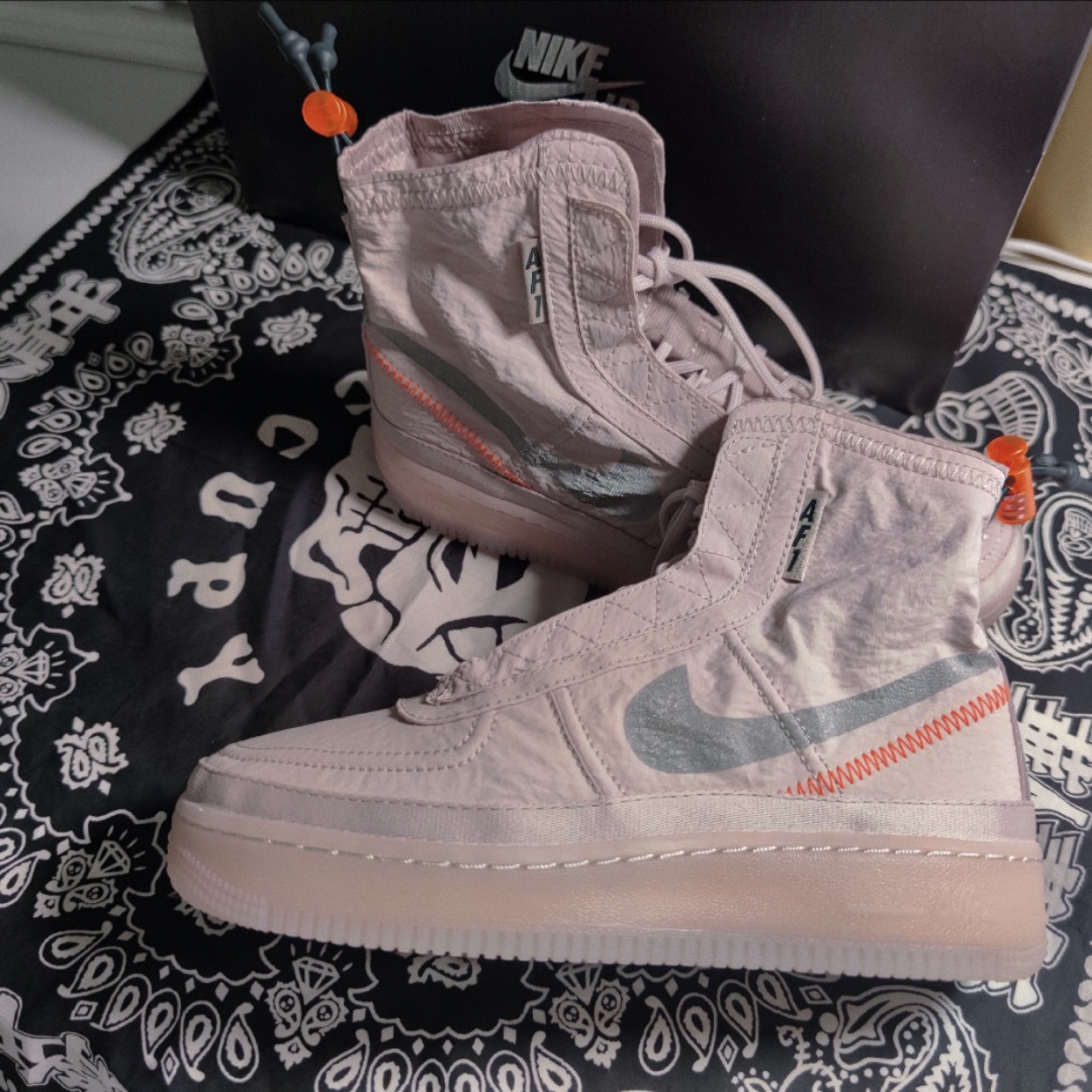 Nike Air Force 1 Shell 防水机能 灰橙 高帮空军板鞋 BQ6096-003 - 图0