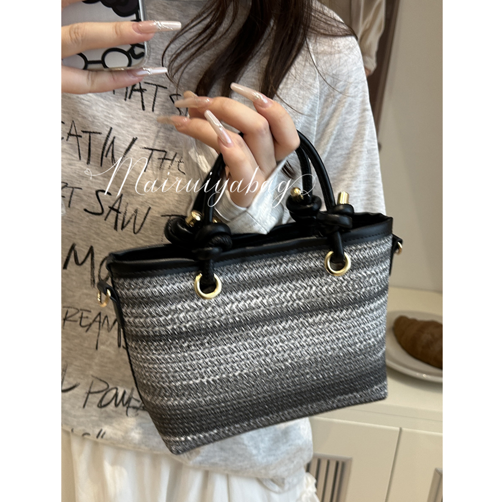 夏季手提编织包包女2025新款潮时尚复古小托特包百搭斜挎草编包,淘宝优惠券,粉丝福利购,淘宝优惠卷