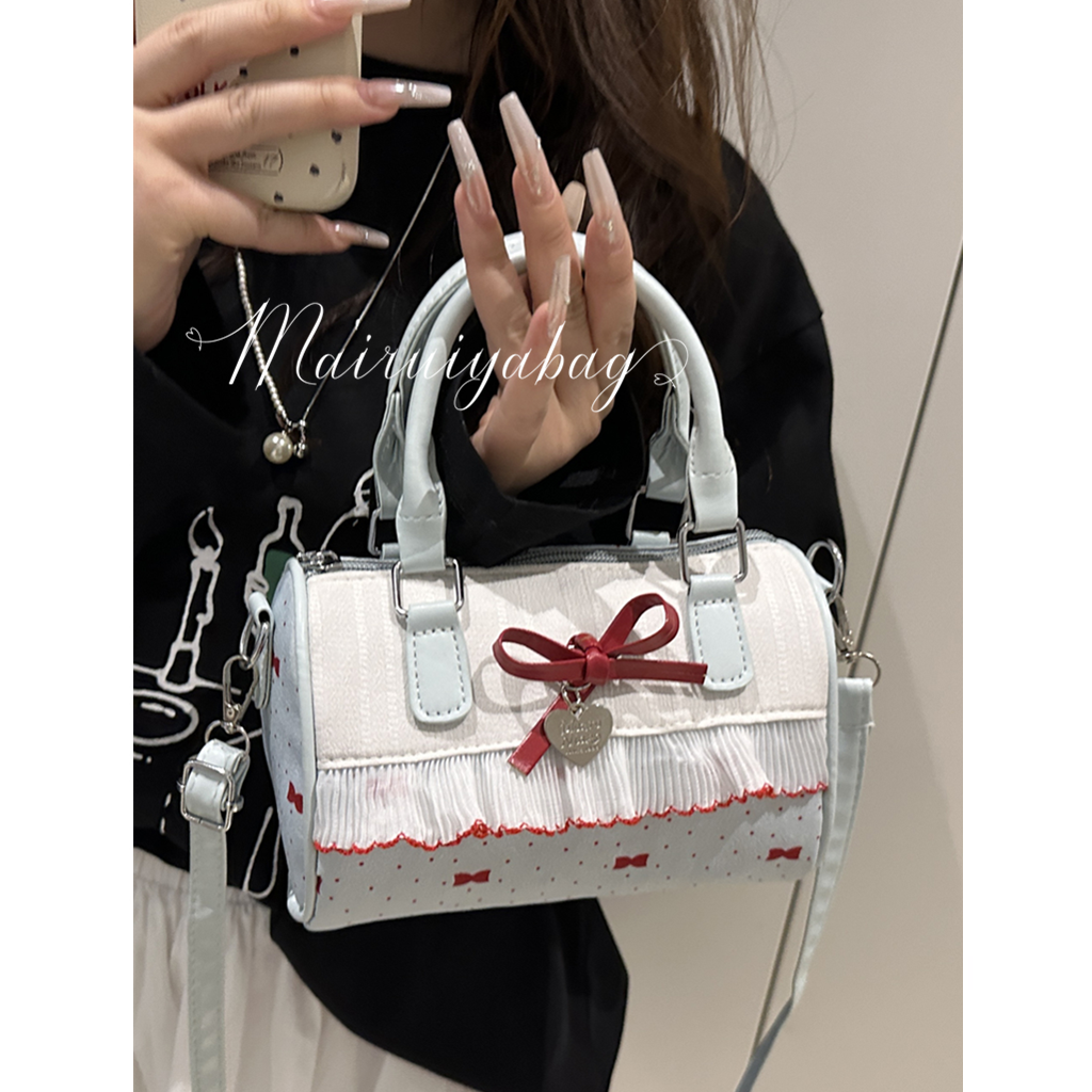 甜美蝴蝶结手提小包包女2025新款时尚蕾丝边枕头包夏季帆布斜挎包,淘宝优惠券,粉丝福利购,淘宝优惠卷