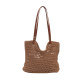 Cotton woven hollow mesh resort beach tote bag