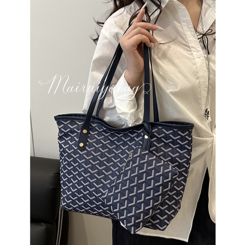 高级感包包女2025新款时尚百搭大容量格纹通勤托特包女单肩手提包 - 图1