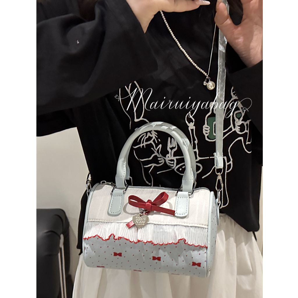 甜美蝴蝶结手提小包包女2025新款时尚蕾丝边枕头包夏季帆布斜挎包,淘宝优惠券,粉丝福利购,淘宝优惠卷