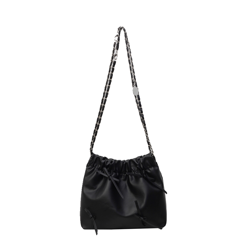 蝴蝶结包包女新款2024时尚高级质感单肩包夏天流行百搭链条水桶包 - 图3