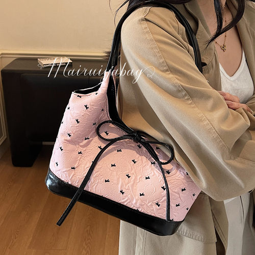 超火仙女蝴蝶结包包女2025新款百搭单肩腋下包时尚手提上班小拎包 - 图0