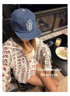 【xiuxiustudio】自主中古牛仔布刺绣大宝剑棒球帽男女潮帽