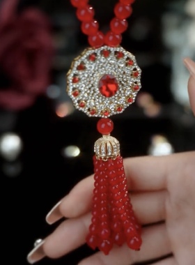 高档洋气新款红玛瑙项链女