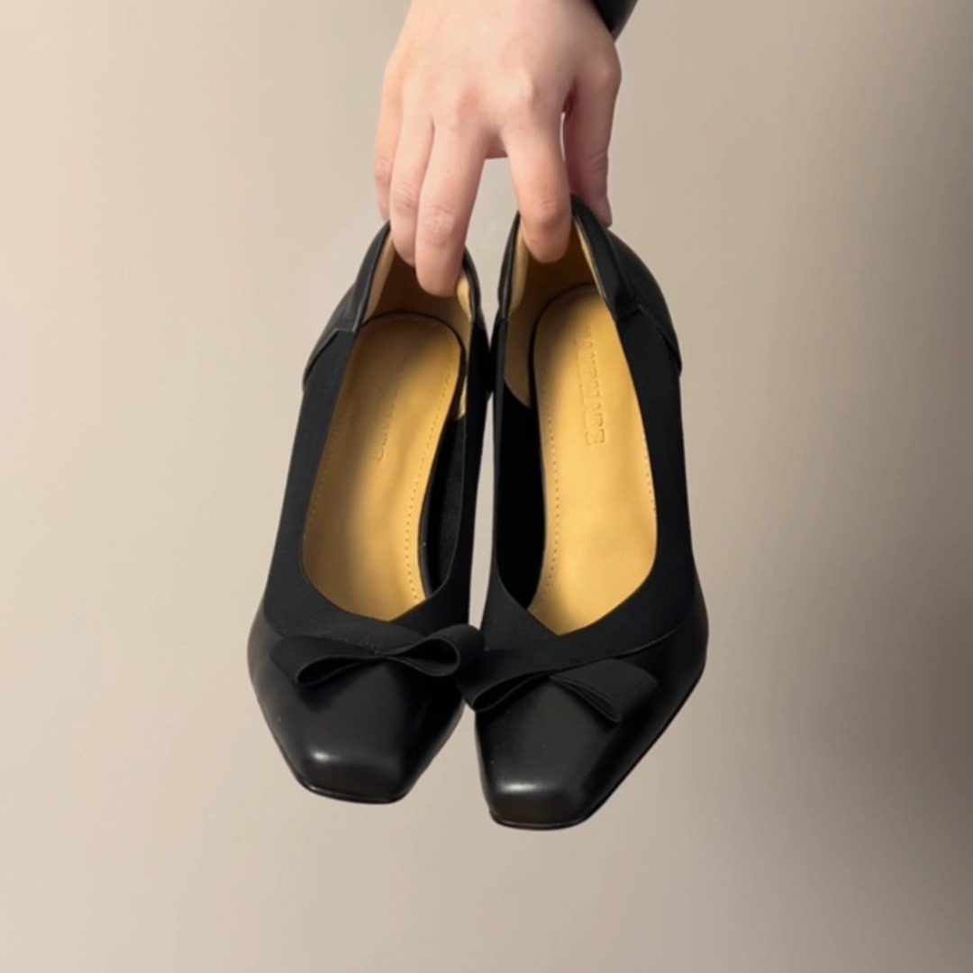 RubyL/5.5/8cm法式方头玛丽珍鞋蝴蝶结粗跟高跟鞋气质不累脚单鞋,淘宝优惠券,粉丝福利购,淘宝优惠卷