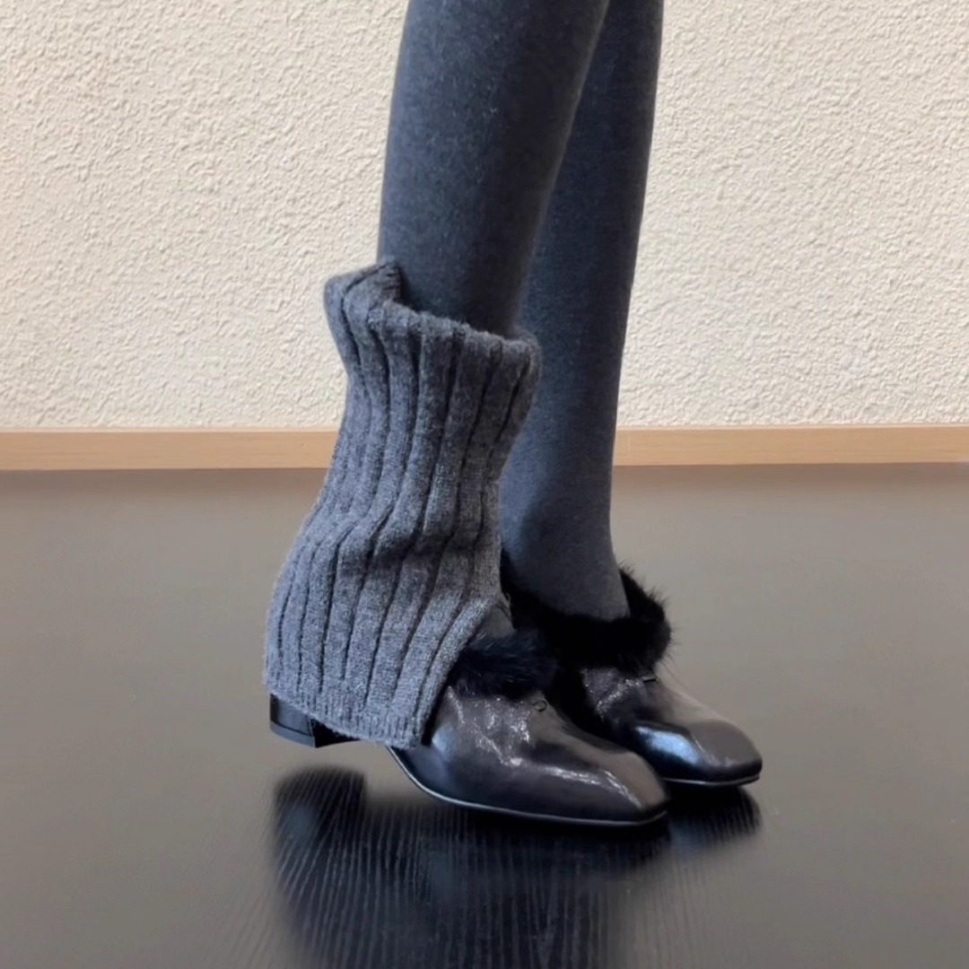 RubyL/5.2cm时尚百搭气质方头毛毛皮鞋复古羊皮加绒保暖粗跟单鞋,淘宝优惠券,粉丝福利购,淘宝优惠卷