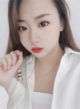 欧美小清新简约拼接茶杯小钻项链