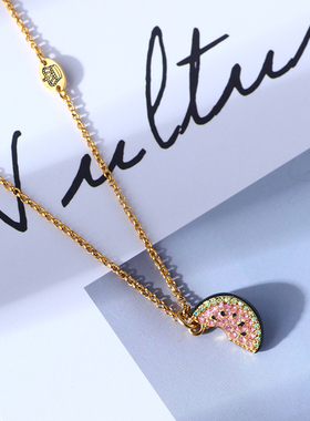 欧美风满钻水果吊坠项链送闺蜜