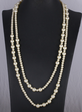 女施家珍珠渐变大小长款项链